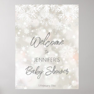 Winter sneeuwpastelkleuren baby shower welkom poster