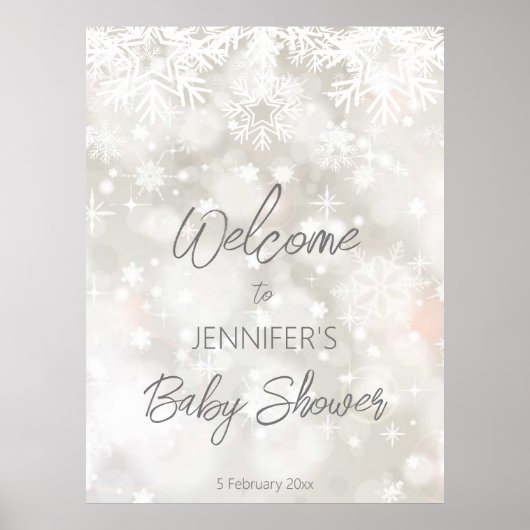Winter sneeuwpastelkleuren baby shower welkom poster (Voorkant)