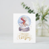 Winter Sneeuwpoar Beer Merry kerst Feestdagenkaart (Staand voorkant)