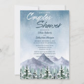 Winter Sneeuwrijke Berg Bos Koppels Douche Kaart (Voorkant)