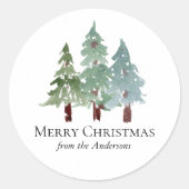 Winter Sneeuwrijke dennenappel Kerstmis Ronde Sticker (Voorkant)