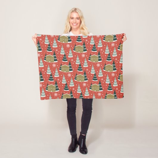 Winter Sneeuwrijke Pine Wonderland Fleece Deken (In situ)