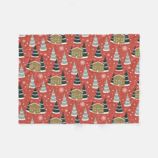 Winter Sneeuwrijke Pine Wonderland Fleece Deken (Voorkant (Horizontaal))