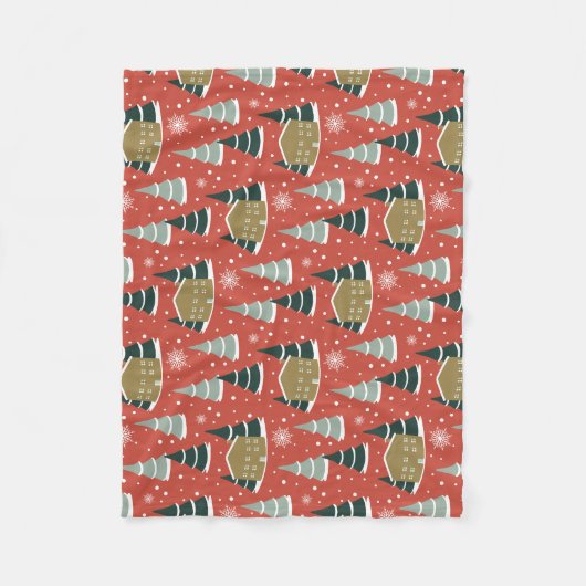 Winter Sneeuwrijke Pine Wonderland Fleece Deken (Voorkant)