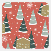 Winter Sneeuwrijke Pine Wonderland Vierkante Sticker (Voorkant)