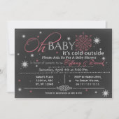 Winter Sneeuwroze Baby shower Uitnodiging van Paar (Voorkant)