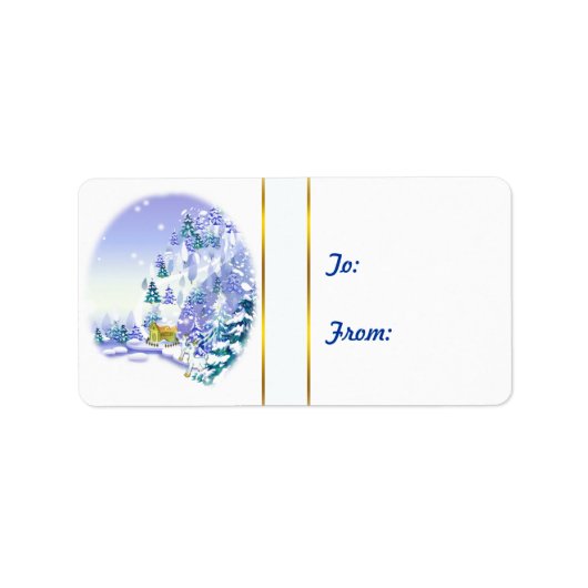 Winter Sneeuwscène houdt kerstcadeautjes Label Sti (Voorkant)