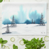 Winter sneeuwscène - keukenhanddoek door Cyn Rohrs (Gevouwen)