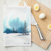 Winter sneeuwscène - keukenhanddoek door Cyn Rohrs (Quarter Fold)