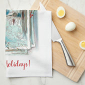   Winter Sneeuwscène met Holly Theedoek (Quarter Fold)