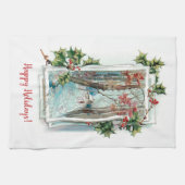  Winter Sneeuwscène met Holly Theedoek (Horizontaal)