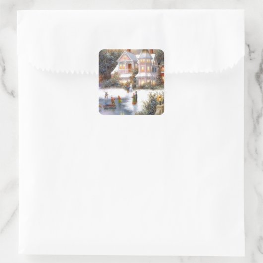 Winter Sneeuwscene Vierkante Sticker (Tas)