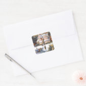 Winter Sneeuwscene Vierkante Sticker (Envelop)