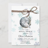 Winter Sneeuwuil Maan Waterverf Bruidsdouche Kaart (Voorkant)