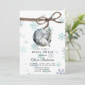 Winter Sneeuwuil Maan Waterverf Bruidsdouche Kaart (Staand voorkant)