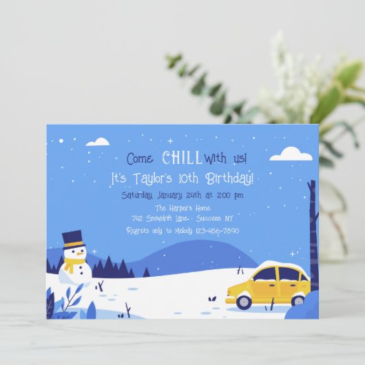 Winter Sneeuwuitnodiging Kaart (Staand voorkant)