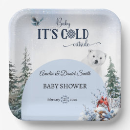 Winter Sneeuwvlok Baby Koud Buiten Beer Uil Papieren Bordje