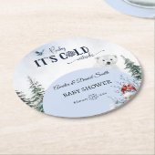 Winter Sneeuwvlok Baby Koud Buiten Beer Uil Ronde Kartonnen Onderzetter (Gebogen)