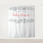 Winter Sneeuwvlok Baby shower Achtergrond Fotocabi Wandkleed (Voorkant)