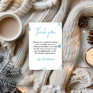 Winter Sneeuwvlok Baby Shower Bedankkaart Kaart
