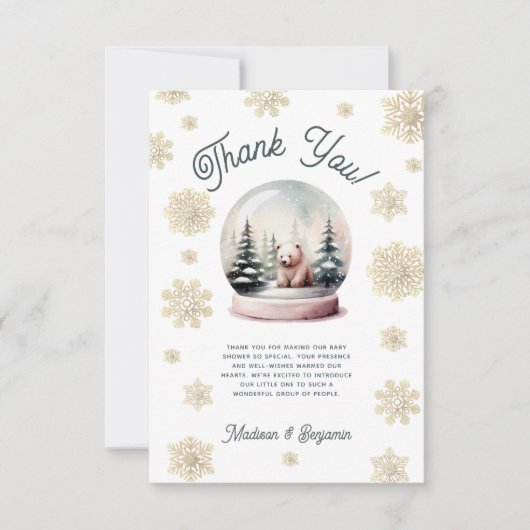 Winter sneeuwvlok Baby shower dank u kaart (Voorkant)