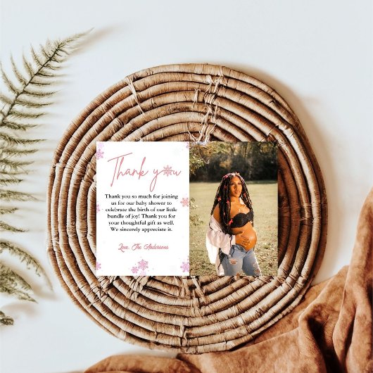 Winter sneeuwvlok Baby shower dank u kaart