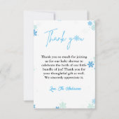 Winter sneeuwvlok Baby shower dank u kaart (Voorkant)