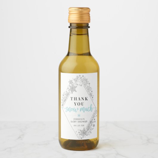 Winter Sneeuwvlok Baby shower Mini Wijnlabel Wijn Etiket (Voorkant)