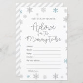 Winter Sneeuwvlok Baby Shower Spel PRINTED (Voorkant / Achterkant)