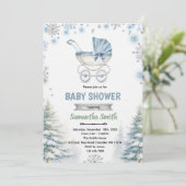 Winter sneeuwvlok baby shower uitnodiging (Staand voorkant)