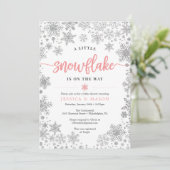 Winter Sneeuwvlok Baby Shower Uitnodigingskaart Programmakaart (Staand voorkant)