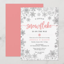 Winter Sneeuwvlok Baby Shower Uitnodigingskaart