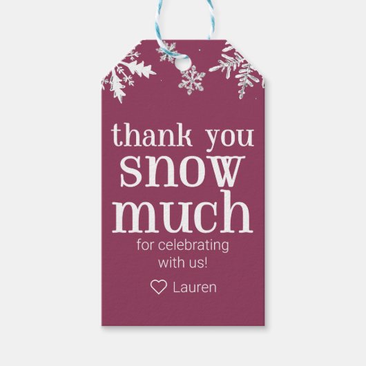 Winter Sneeuwvlok Bedankt Sneeuw Veel Favoriet Cad Cadeaulabel (Voorkant)