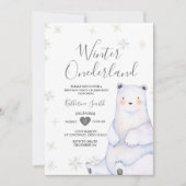 Winter Sneeuwvlok Beer Verjaardagsuitnodiging Kaart (Voorkant)