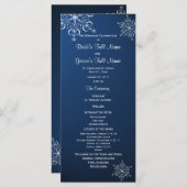 Winter sneeuwvlok blauw bruiloft programma programmakaart (Voorkant / Achterkant)