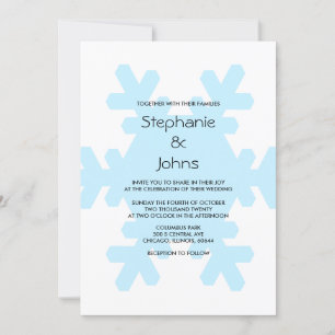 Winter Sneeuwvlok Blauw Wit Classy Elegant Huwelij Kaart