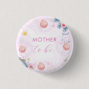 Winter Sneeuwvlok Bloemige Moeder Wordt Baby Borre Ronde Button 3,2 Cm