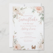 Winter Sneeuwvlok Blush Waterverf bladeren Kaart (Voorkant)