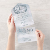 Winter Sneeuwvlok Bohemian Foliage Bruiloft All In One Uitnodiging (Afscheurbaar)