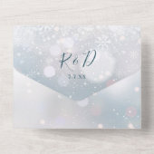 Winter Sneeuwvlok Bohemian Foliage Bruiloft All In One Uitnodiging (Achterkant)