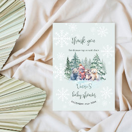 Winter Sneeuwvlok Bos Dieren Baby Shower Bedankkaart