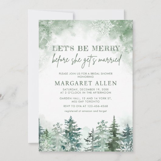 Winter Sneeuwvlok Bruidsdouche  Kaart (Voorkant)