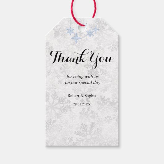Winter Sneeuwvlok Bruiloft Cadeautag Cadeaulabel (Voorkant)