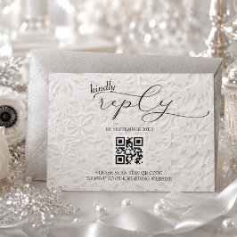 Winter Sneeuwvlok Bruiloft Eenvoudige QR RSVP Kaartje