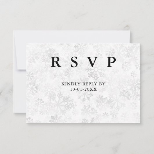 Winter Sneeuwvlok Bruiloft RSVP Kaartje (Voorkant)