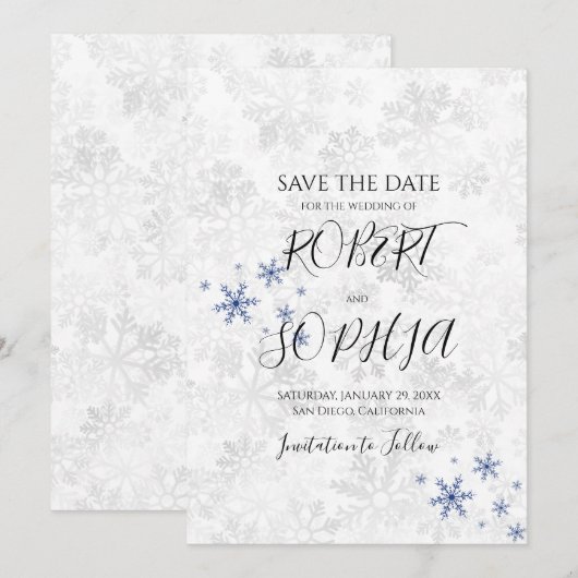 Winter Sneeuwvlok Bruiloft Save The Date (Voorkant / Achterkant)