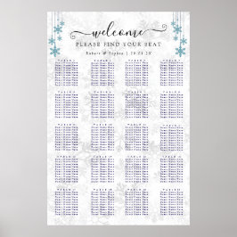 Winter Sneeuwvlok Bruiloft Zitplaatsenkaart Poster