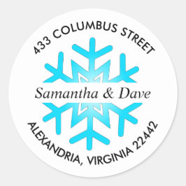 Winter Sneeuwvlok Custom Retouradres Ronde Sticker