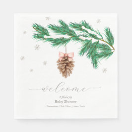 Winter Sneeuwvlok Dennenkegel Baby Shower Welkom Servet
