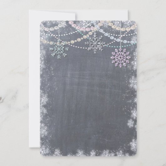 Winter Sneeuwvlok Eerste 1e Verjaardag uitnodiging (Achterkant)